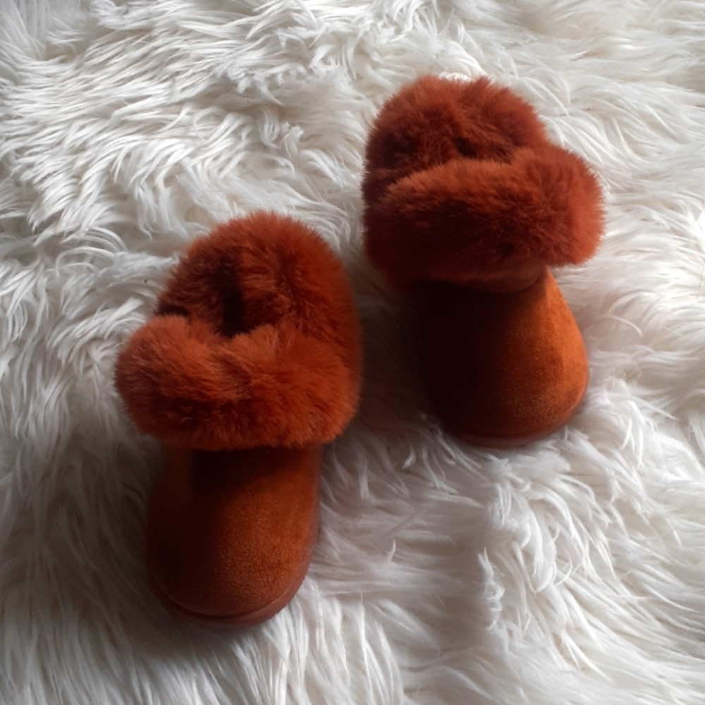Hao Duo Lai Faux Fur Brown Winter Booties Baby Size 3
